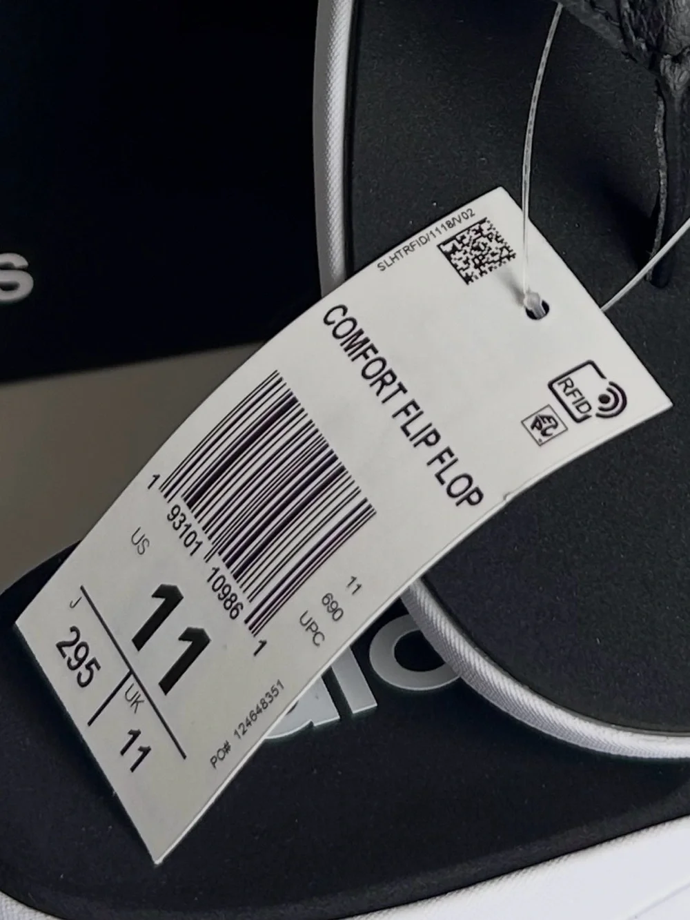 adidas Black & White Comfort Flip Flops - Picture 2 of 2